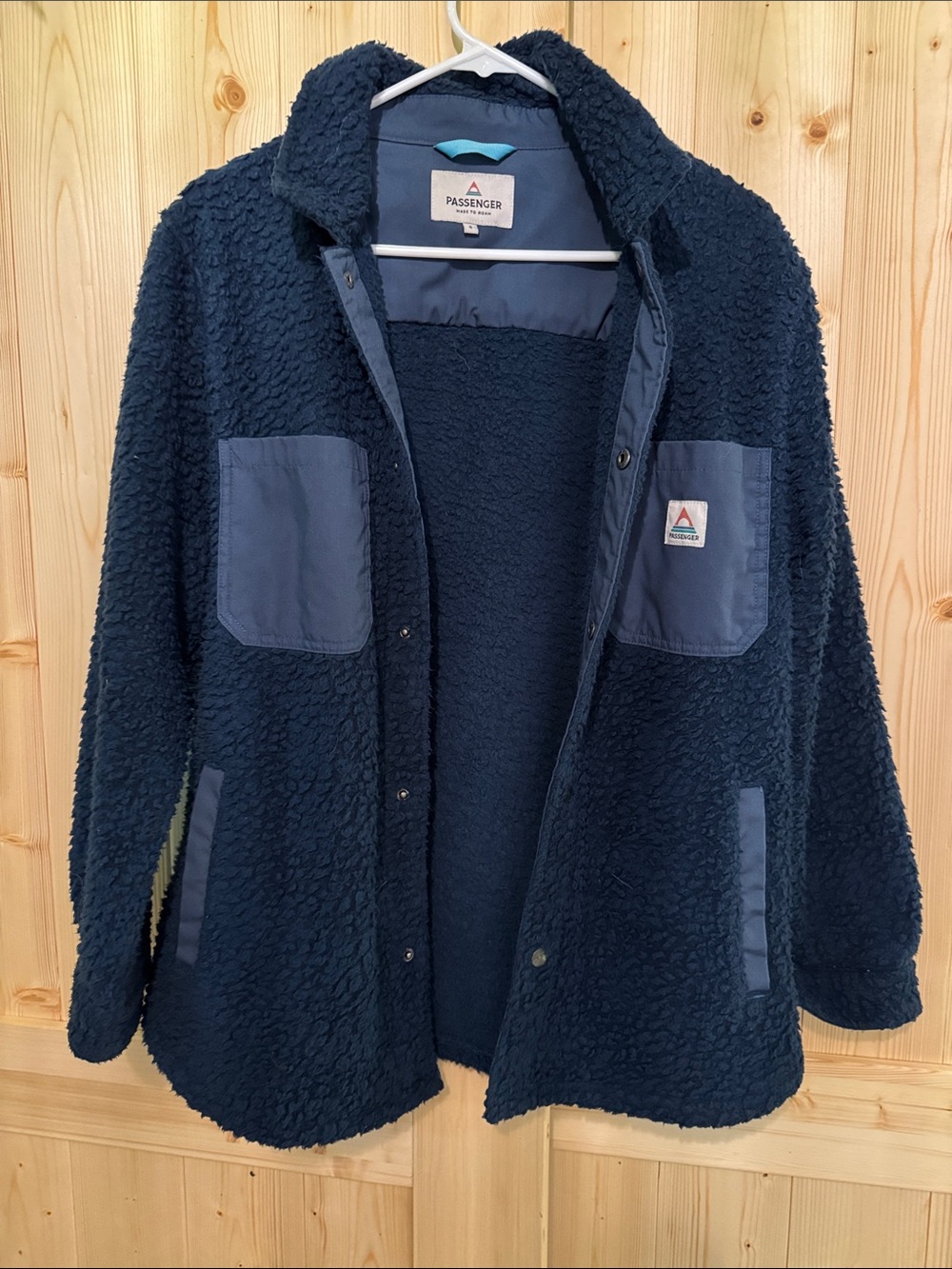 Navy Teddy Jacket for Women - Sherpa Button-Up Coat